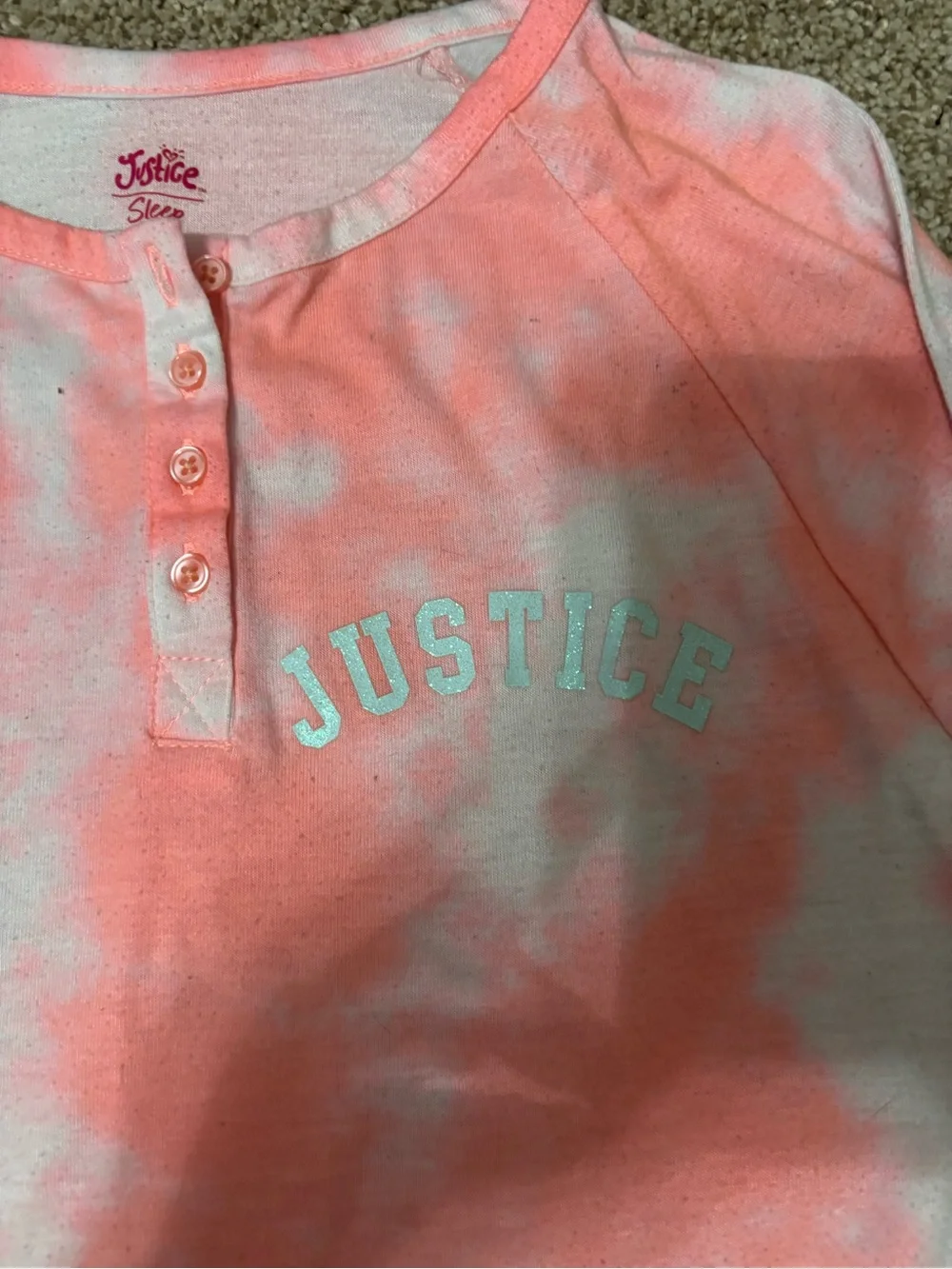 Justice Girls Pajama Sets- Lavender Purple, Gray Leopard, Pink Tie-Dye